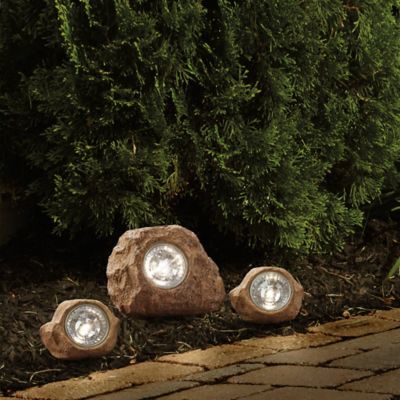 Solar Rock Landscaping Spotlights (Set of 3) - Bed Bath & Beyond