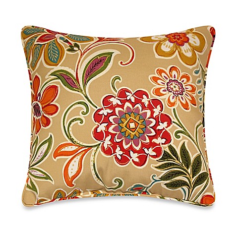 Modern Floral Square Throw Pillows with Corded Trim in Spice (Set of 2) - Bed Bath & Beyond
