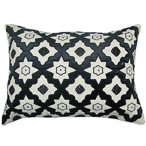 Buy Bib Hand Embroidered Oblong Throw Pillow in Black from Bed Bath & Beyond