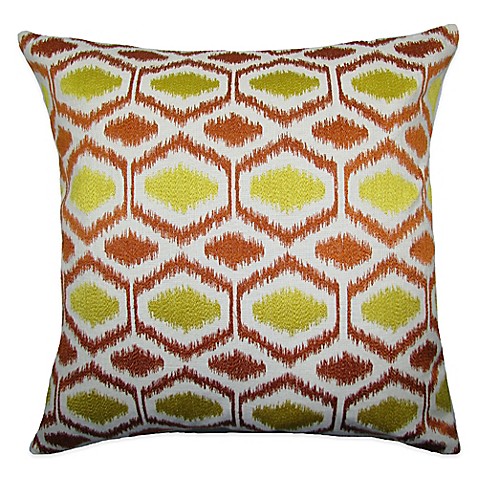 Buy Ikat Dots Square Throw Pillow in Yellow/Orange from Bed Bath & Beyond
