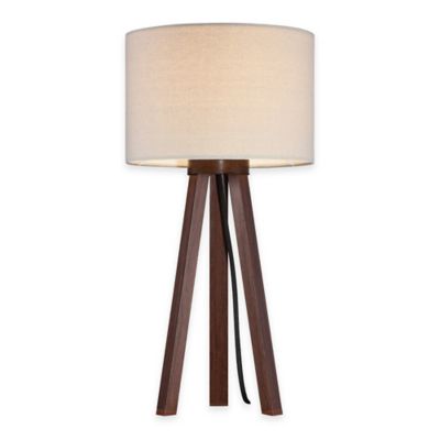 Tripod Table Lamp In Walnut With Linen Shade - Bed Bath & Beyond