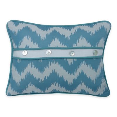 Buy HiEnd Accents Catalina Button Boudoir Throw Pillow in Aqua/White from Bed Bath & Beyond