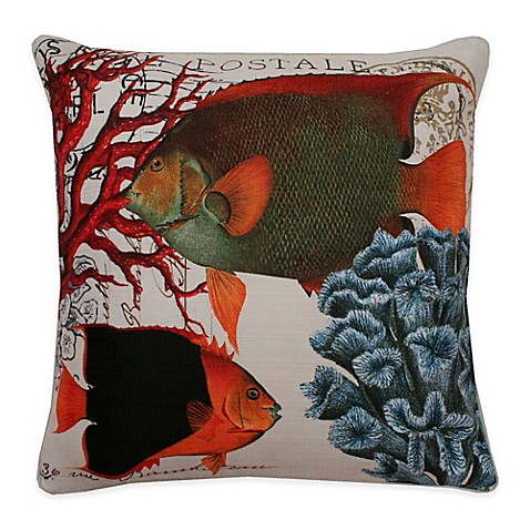 Thro French Coastal Fish Square Throw Pillow in Orange - Bed Bath & Beyond