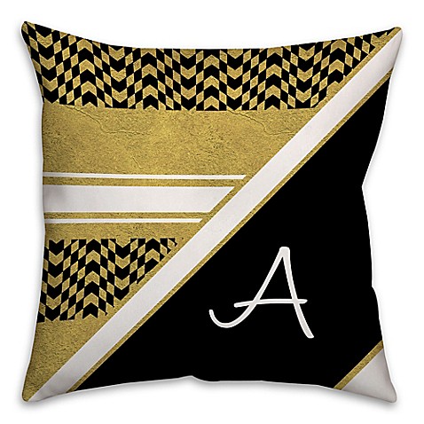 Buy Chevron Checkerboard 18-Inch Square Throw Pillow in Black/Gold from Bed Bath & Beyond