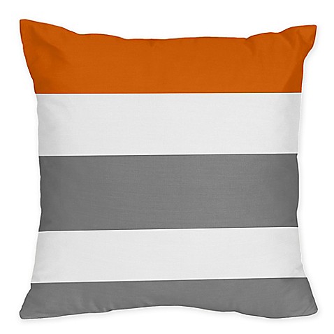 Buy Sweet Jojo Designs Grey and Orange Stripe Throw Pillows (Set of 2) from Bed Bath & Beyond