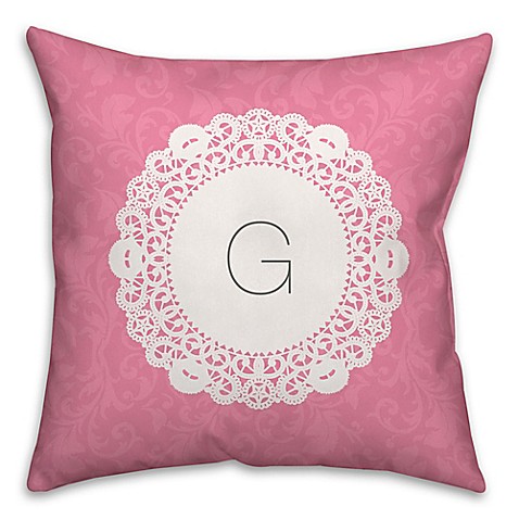 Doily Square Throw Pillow in Pink and White - Bed Bath & Beyond