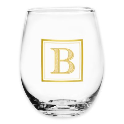 Monogram Letter Stemless Wine Glass In Gold - Bed Bath & Beyond