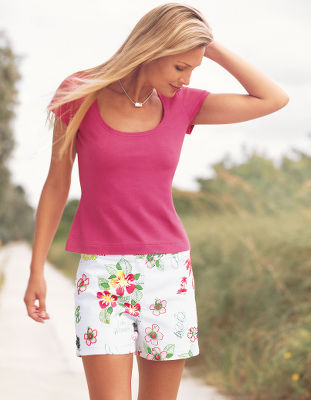 Novelty tropical shorts.