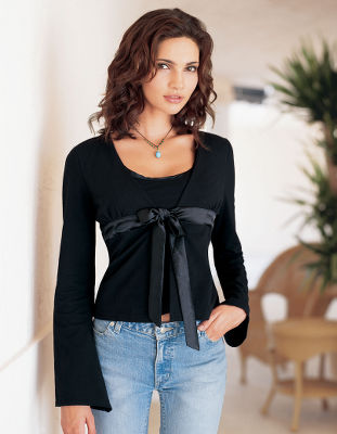 Satin-trim cardigan.