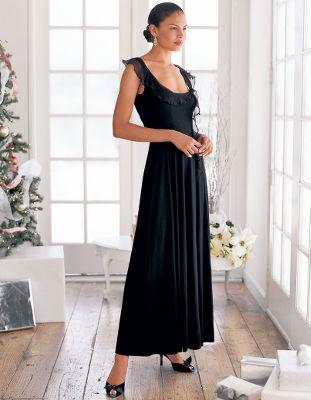 Fit-and-flare ruffle dress.