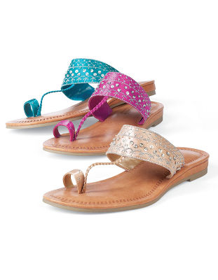 Beaded toe-ring sandals.