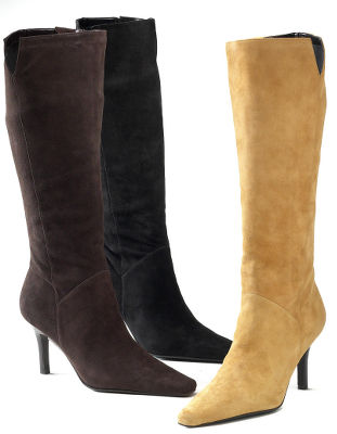 Tall suede boots.