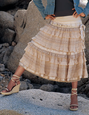 Ribbon and crochet trim skirt.