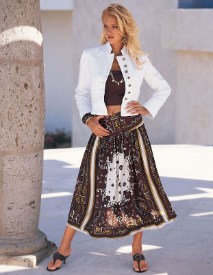 Scarf-print skirt.