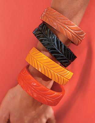 Etched resin bangles.