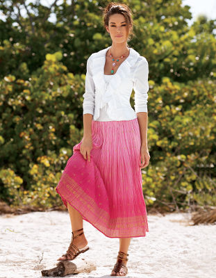 Crinkle tie-dye skirt. > Boston Proper > bostonproper.com : bostonproper catalog fashion trends fashion online shopping