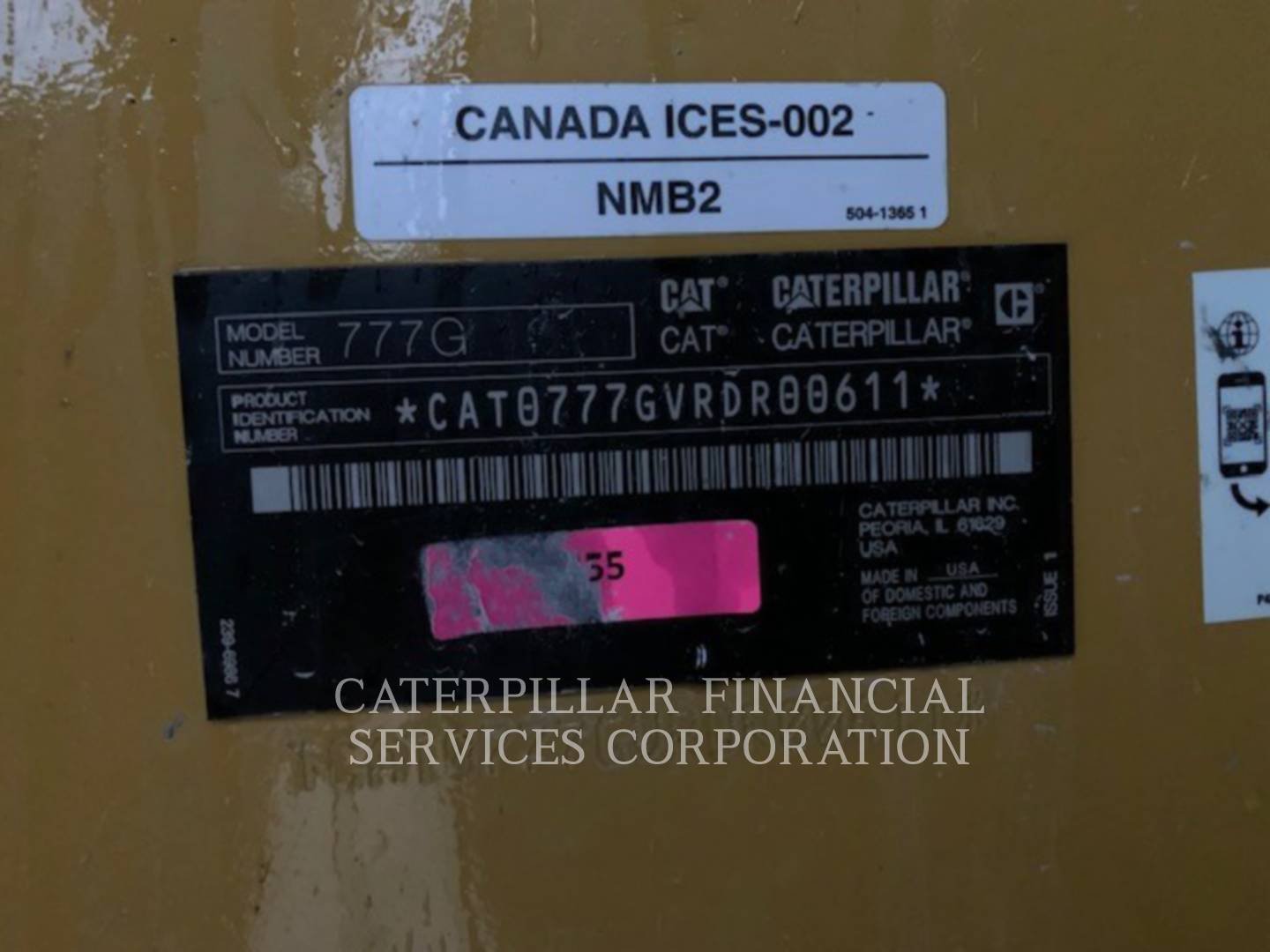2019 CAT 777G - SERIAL_NUMBER_PLATE