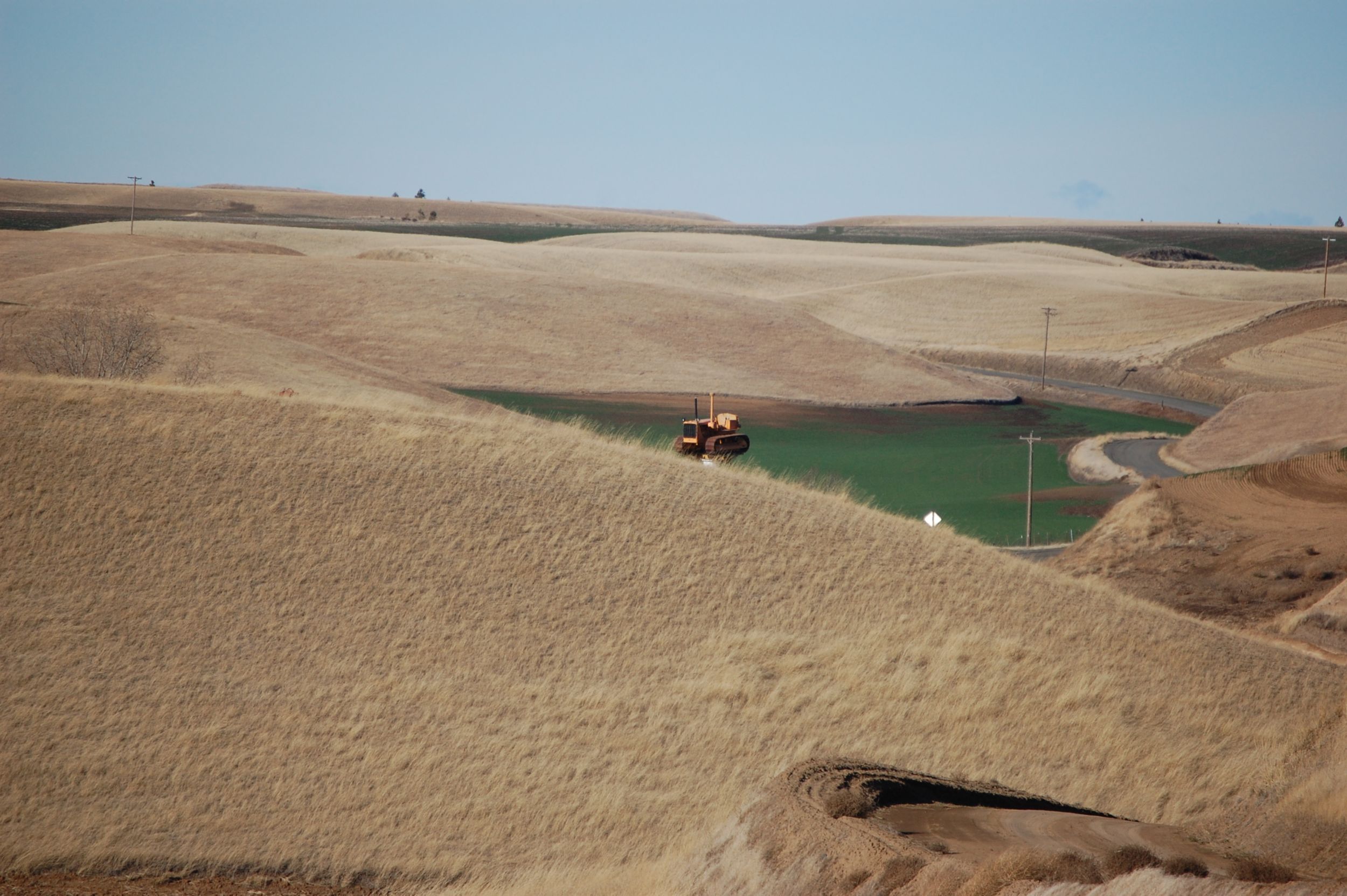 From some vantage points, the 1946 Cat<sup>®</sup> D6 erected above the Miller farm appears to be floating over The Palouse.