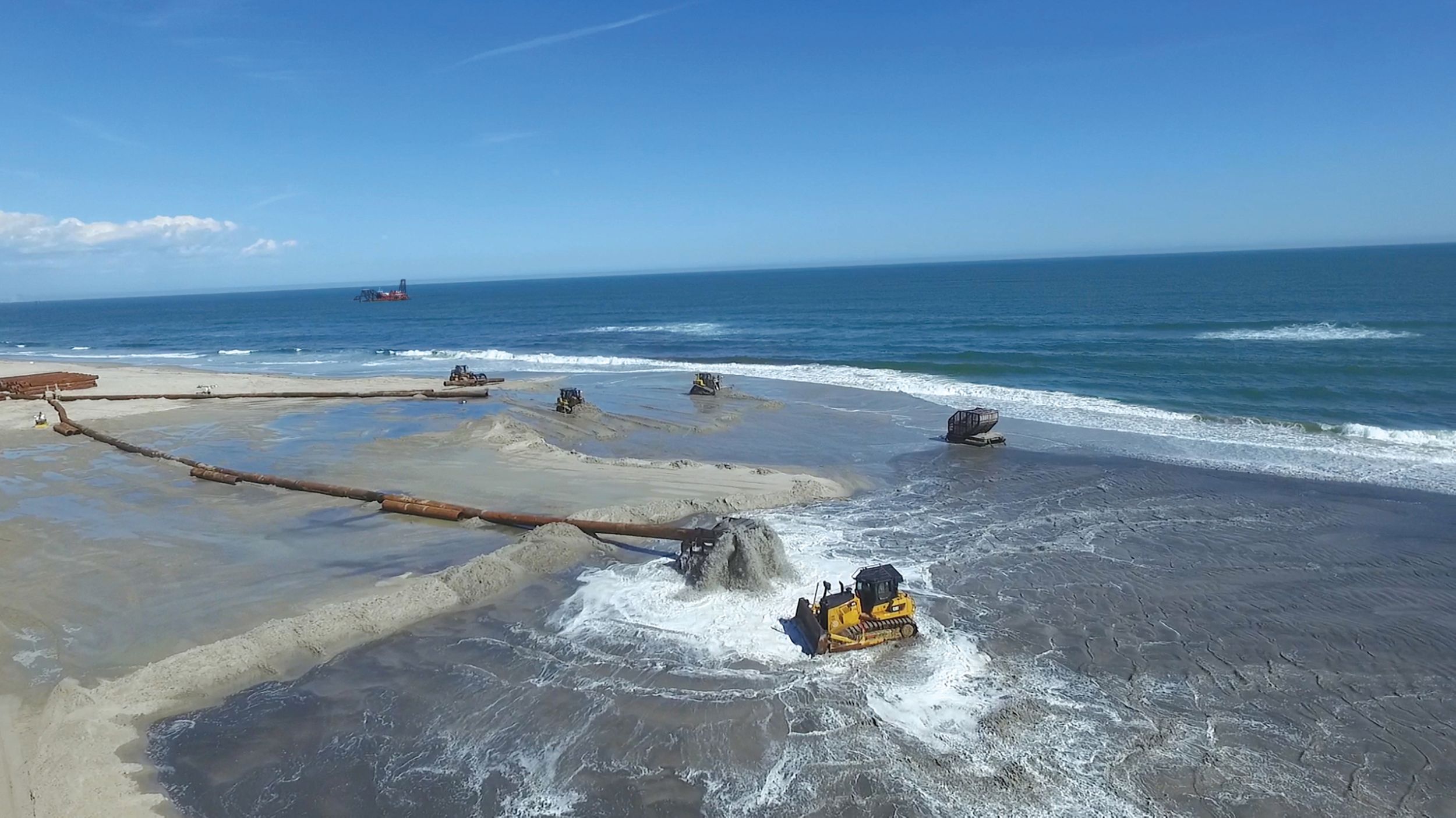 A massive, multi-million dollar Army Corps of Engineers project to restore the beach and natural infrastructure has been ongoing since shortly after Sandy subsided, with Great Lakes Dredge & Dock and their fleet of Cat® machines at the forefront.