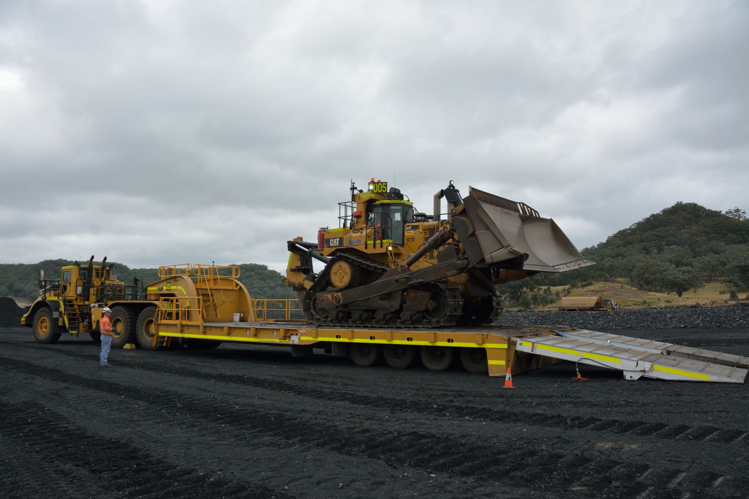 The Haulmax 162-ton capacity lowboy trailer is ideal for moving larger equipment throughout huge mines.