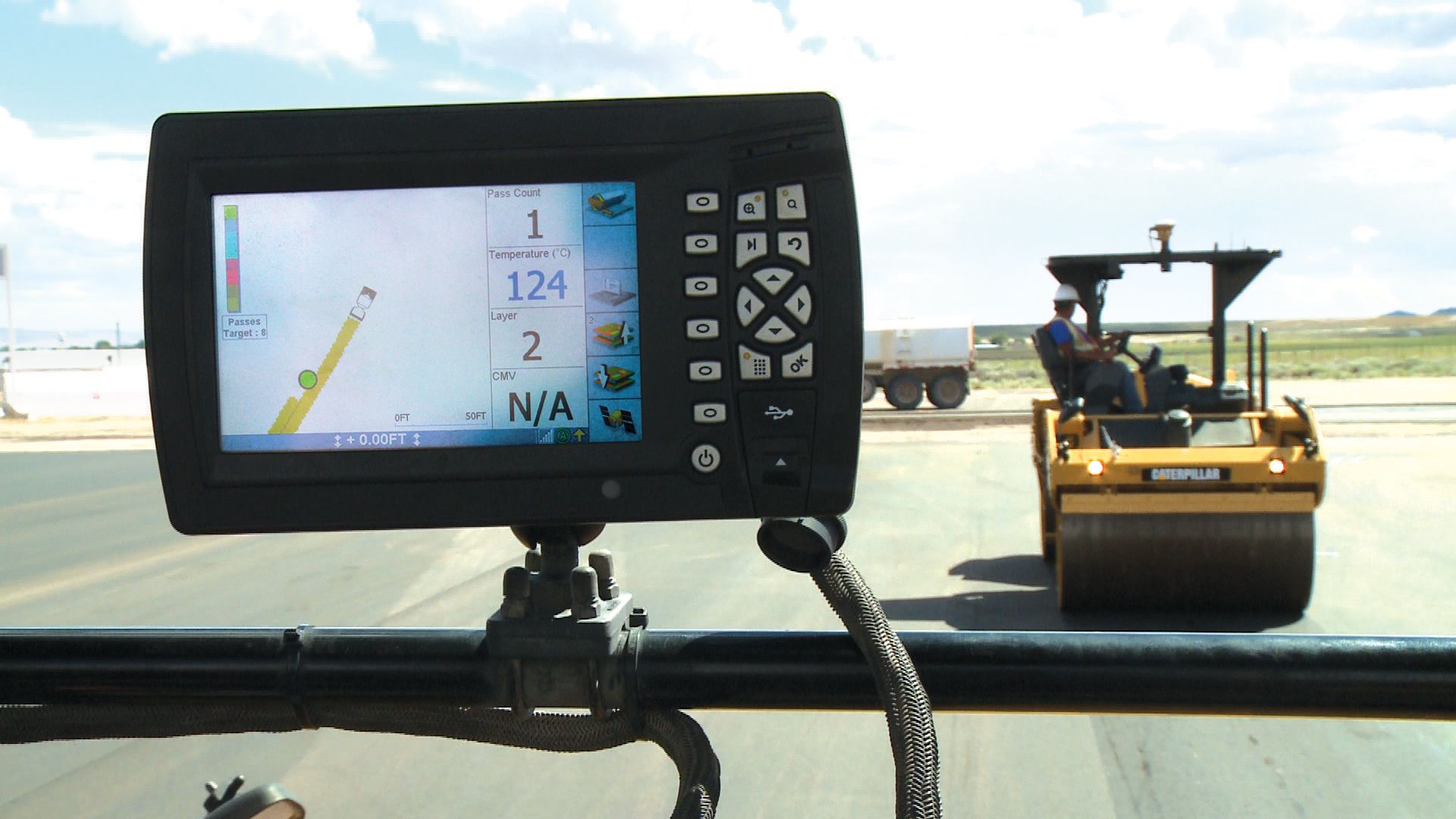 The Machine-to-Machine Communication system assists in keeping rolling patterns coordinated by sharing coverage and pass-count maps via the operating displays of multiple machines. 