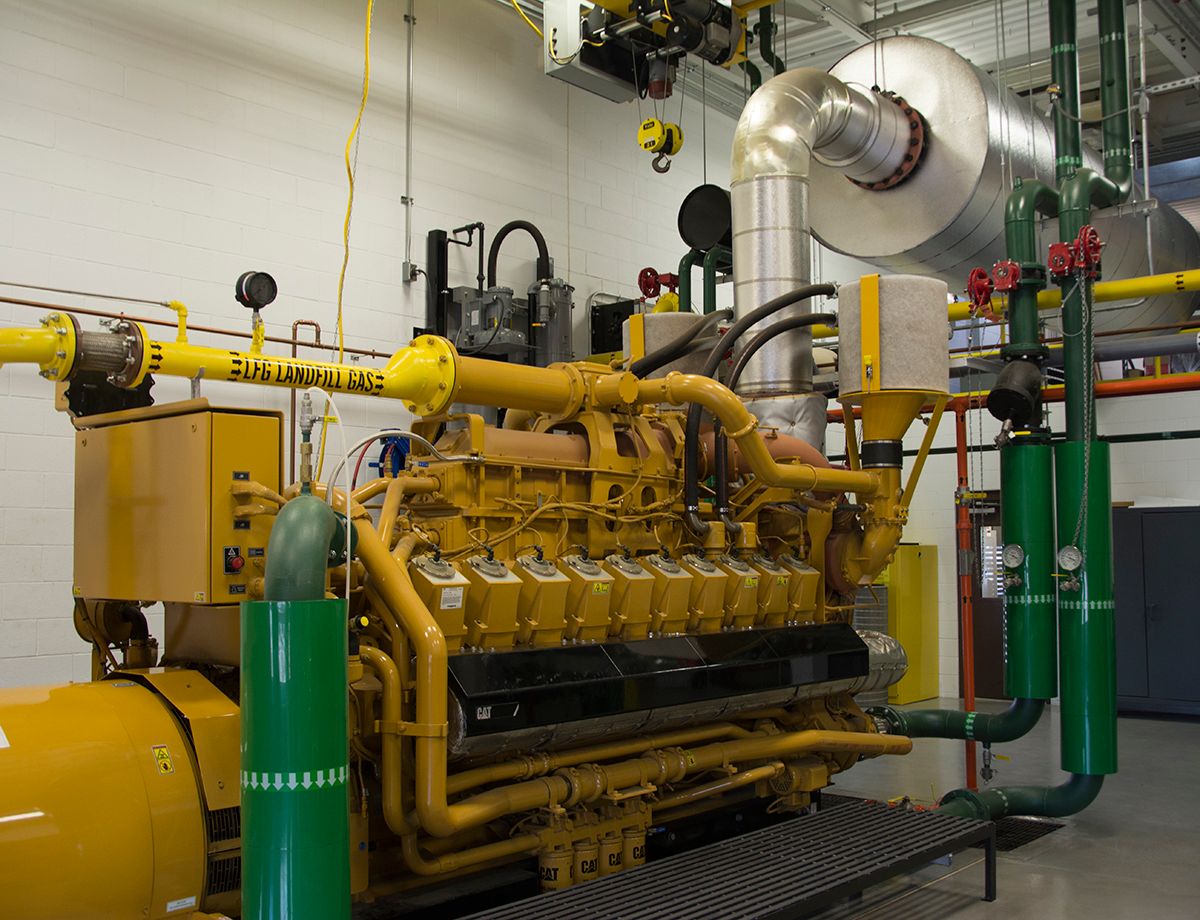 Granger pumps 10,000 standard cubic feet of methane per minute to four Cat® G3520C gen sets to convert the gas to a reliable energy source.