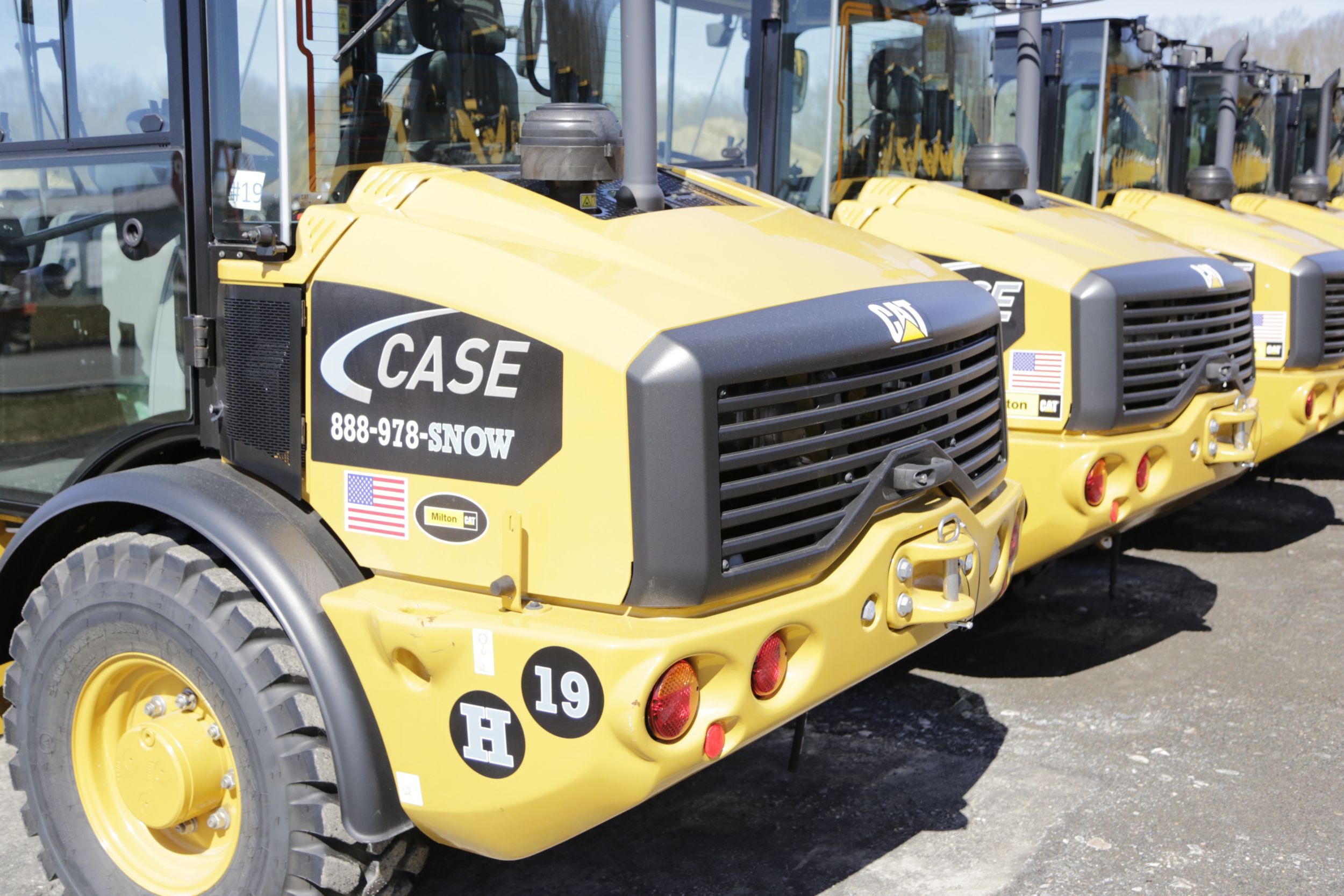 Cat® Machines lined up and ready to go as soon as a snow storm hits.