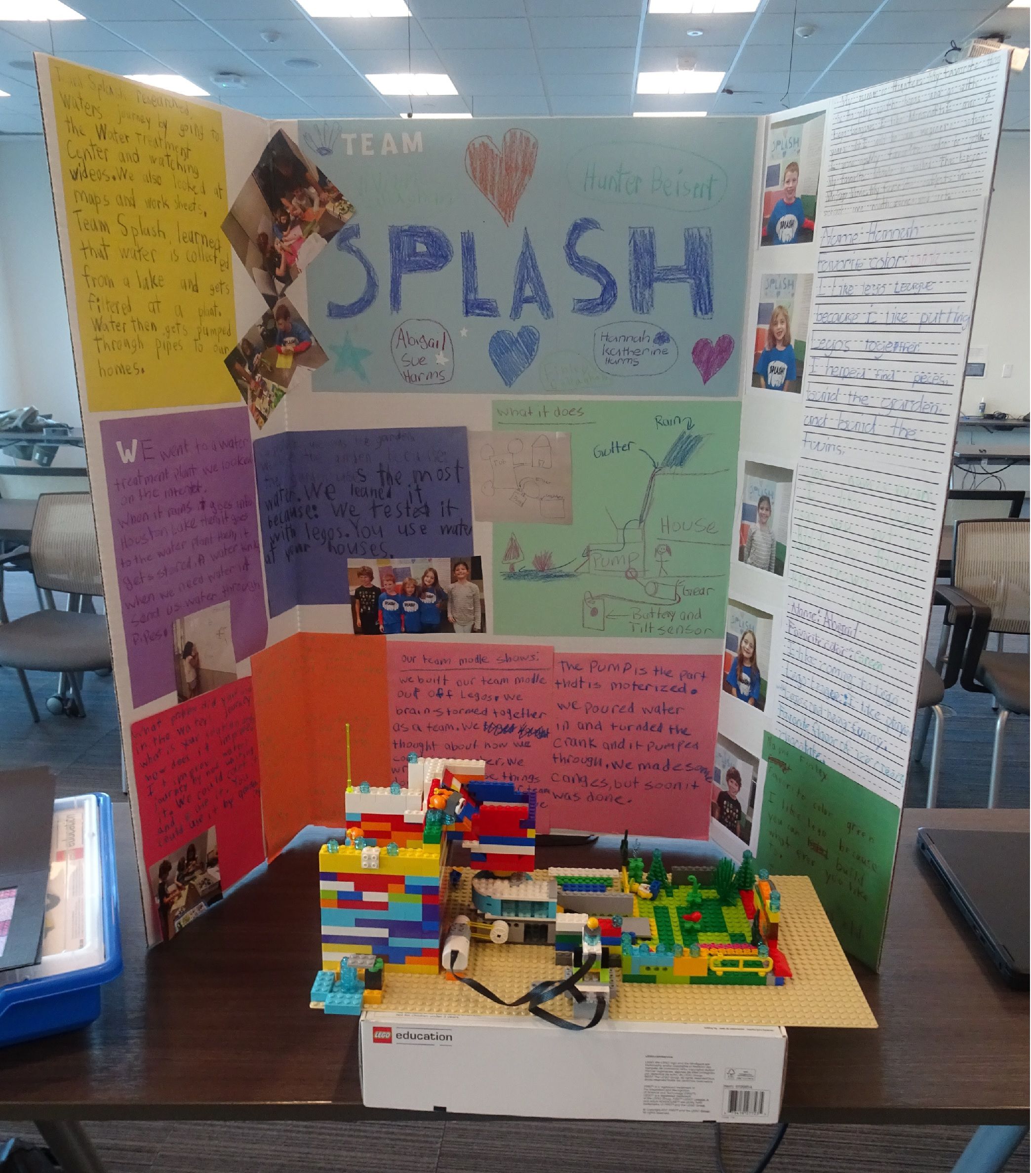 The teams made their presentations on this year’s FLL Jr. project: Aqua Adventure, which involved exploring water’s journey and building a LEGO model with a water pump to improve it.