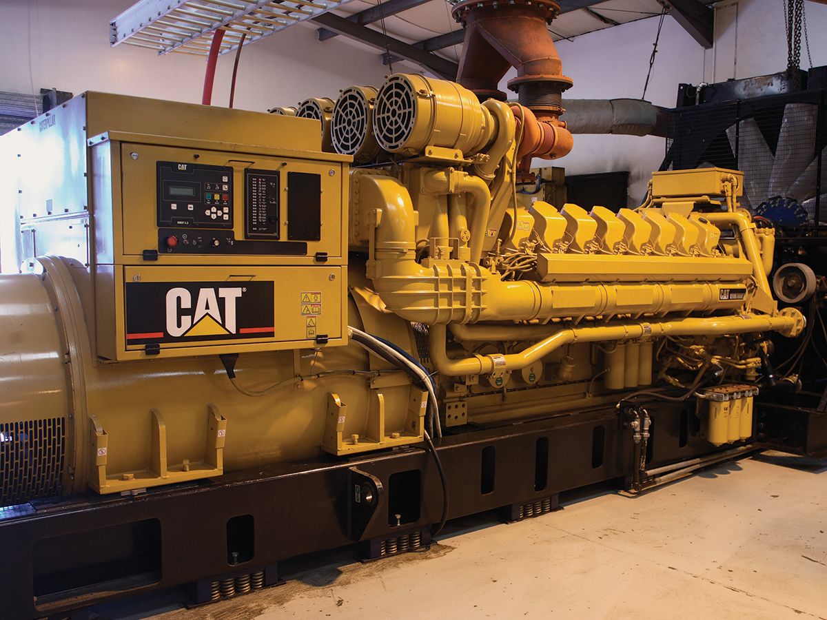 The C175-16 runs continuously, providing the island with 1.3 to 2 MW of power. The island’s peak power need of 3.3 MW is met with the addition of one of the 3516 generator sets.