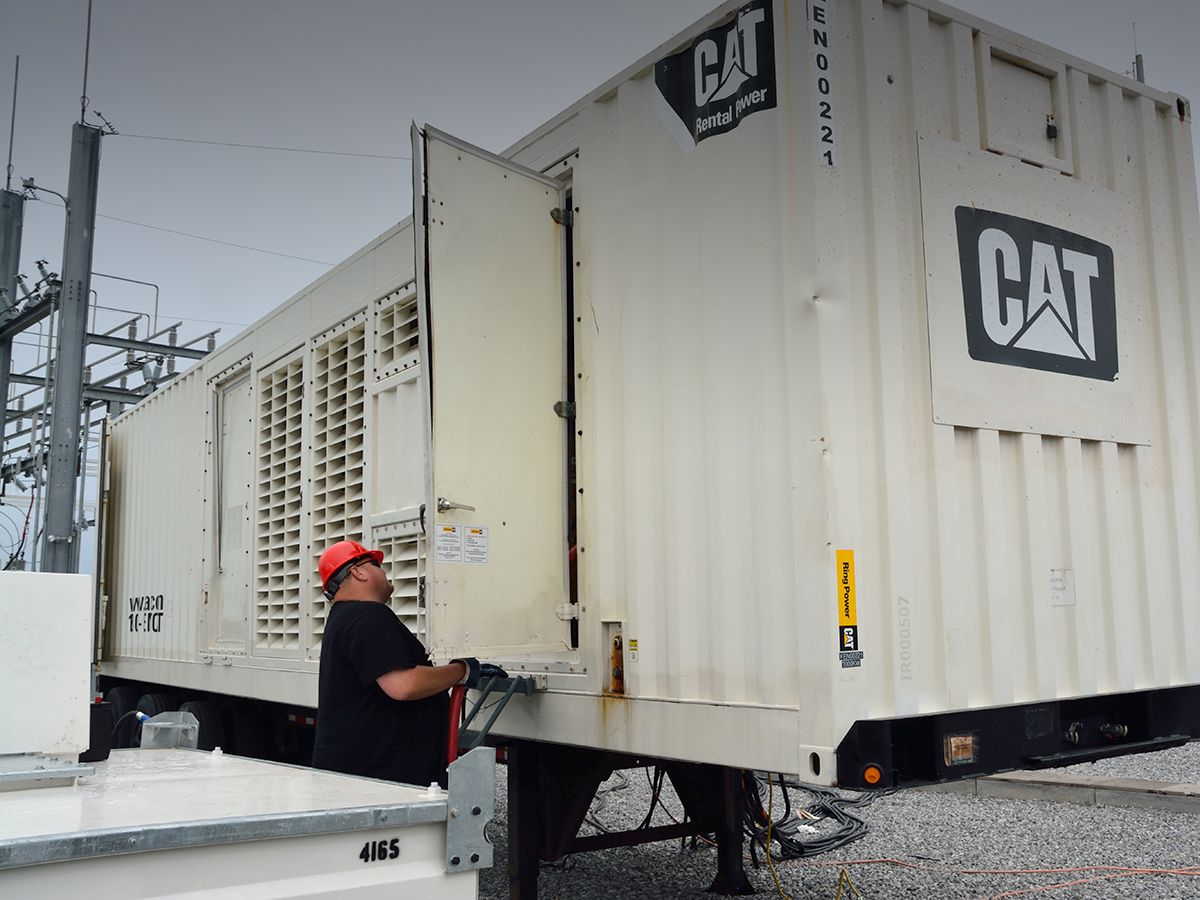 At the East Callaway substation 12 miles northeast of Panama City, a Cat® XQ2000 generator set was connected by technicians from Thompson Power Systems in the days following the storm. 