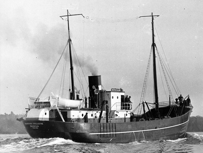 The 118-foot Boston College was the first of seven vessels built at Bath Iron Works in Maine for F.J. O'Hara and Sons. In a tradition that would be carried on for 30 years, each boat would be named after a Catholic college.