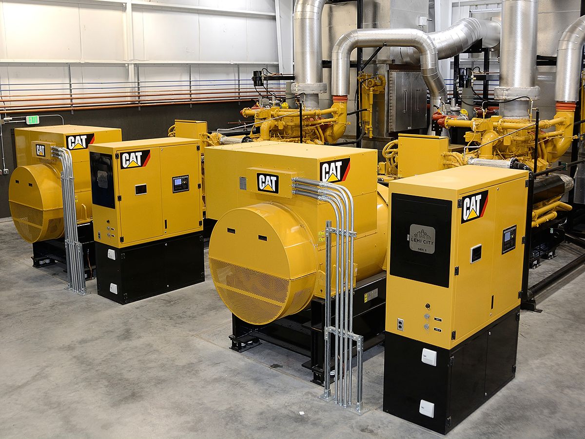 Located behind the new 17,000 square-foot office of Lehi City Power, the Broadbent Generation Facility first opened in March 2018. It has three Cat G3520H generator sets that produce 7.2 MW of power during times of peak demand, when energy prices are high.