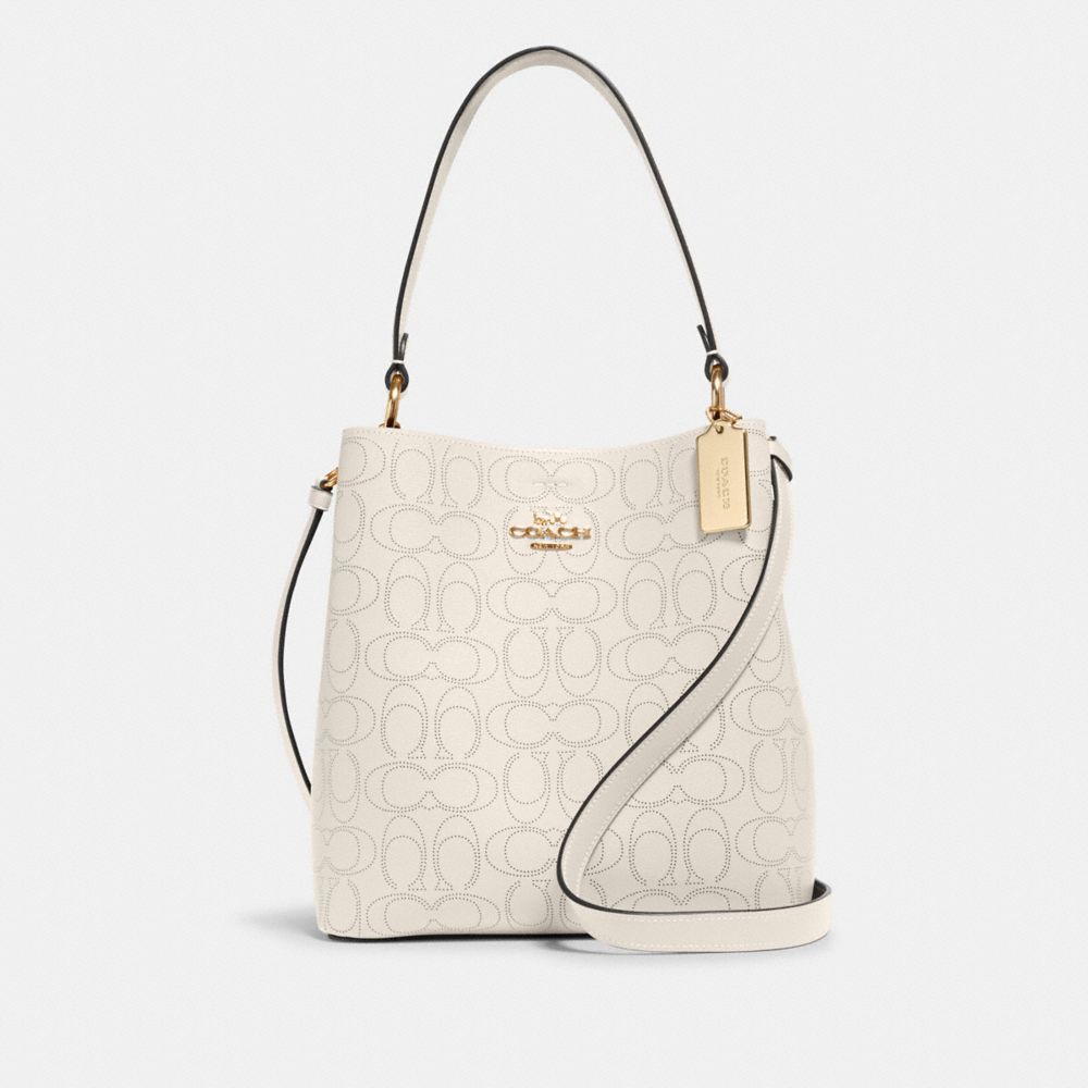 COACH TOWN BUCKET BAG IN SIGNATURE LEATHER - IM/CHALK - 1008
