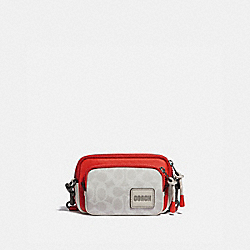 COACH Pacer Convertible Double Pouch In Colorblock Signature Canvas With Coach Patch - CHALK/MANGO - 1018