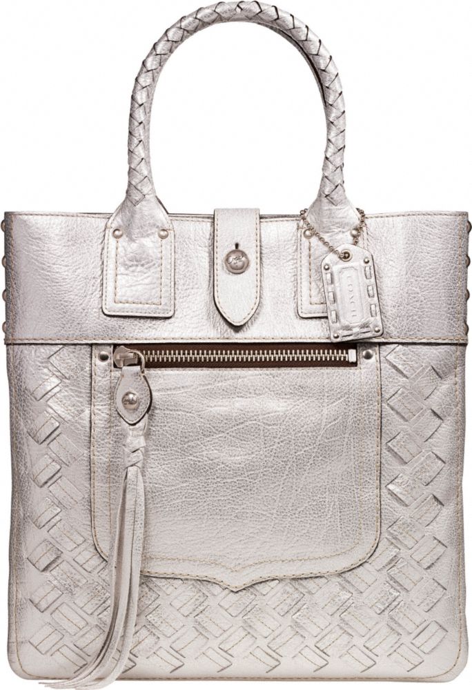 Coach Official Site - LEGACY THOMPSON WOVEN METALLIC SLIM TOTE :  downtown patent leather leather gifts accessories