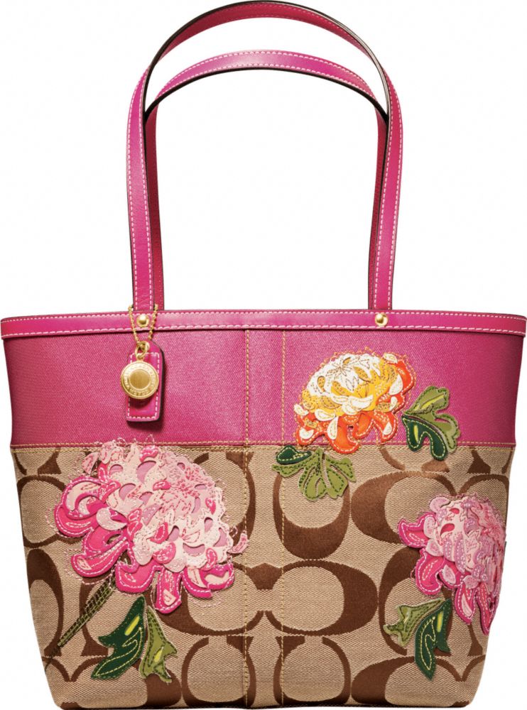 Coach Official Site - SIGNATURE STRIPE FLORAL TOTE from coach.com