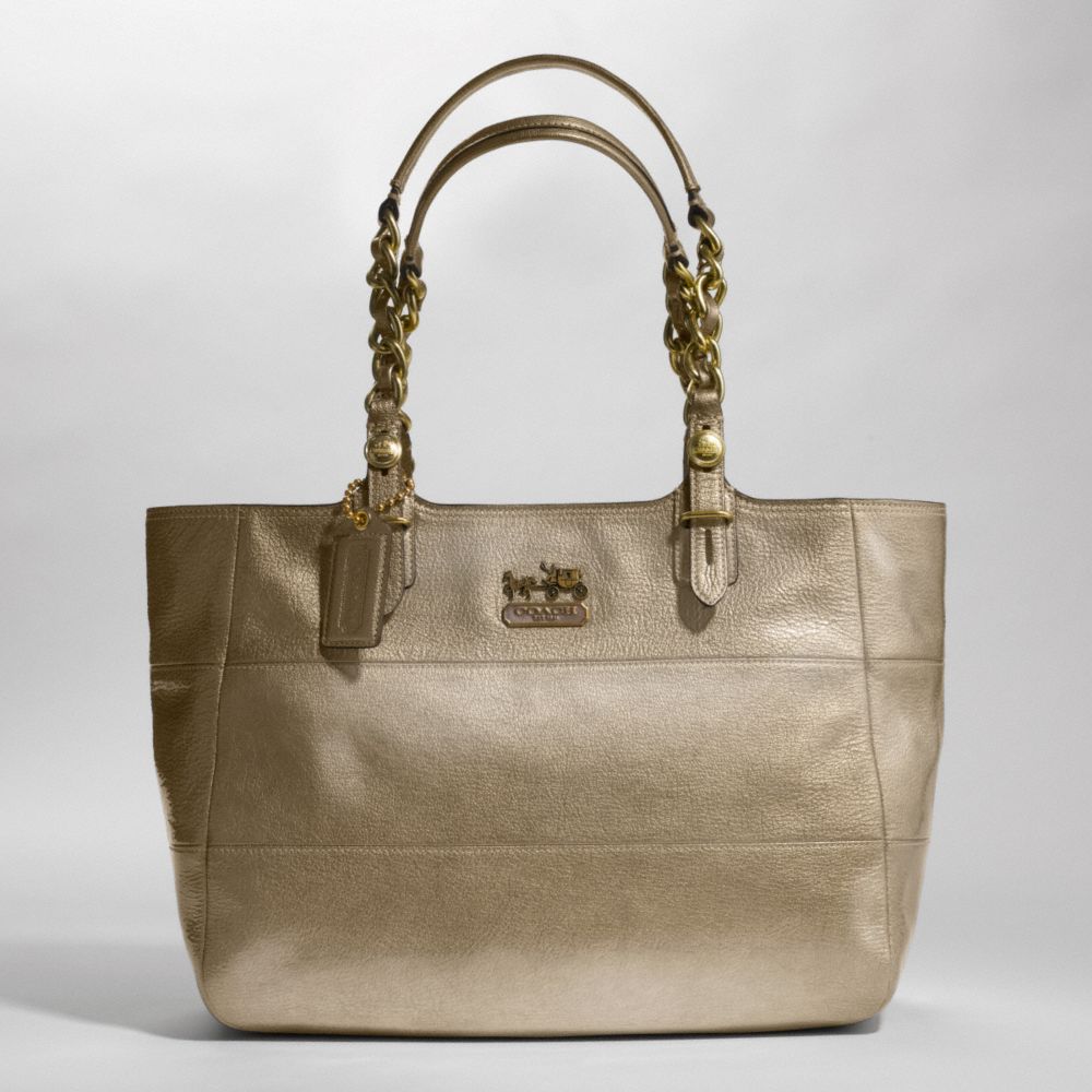 new COACH TRIBECA METALLIC PATENT TOTE