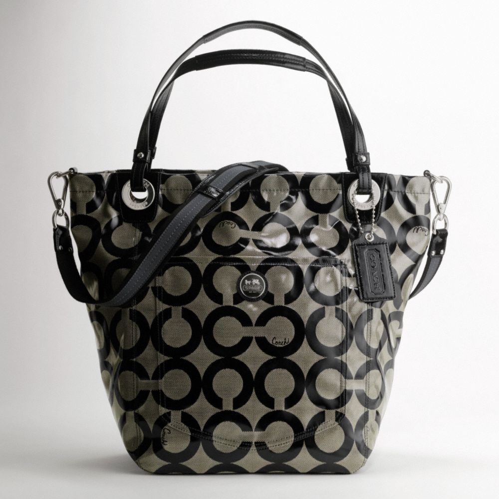 ALEX COATED OP ART LARGE TOTE $298.00