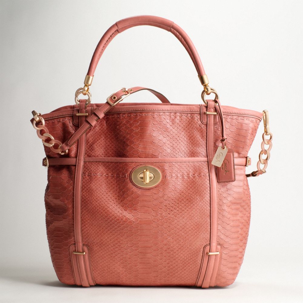 AUDREY FLAGSHIP EMBOSSED EXOTIC LARGE ANDIE CINCHED TOTE $698.00