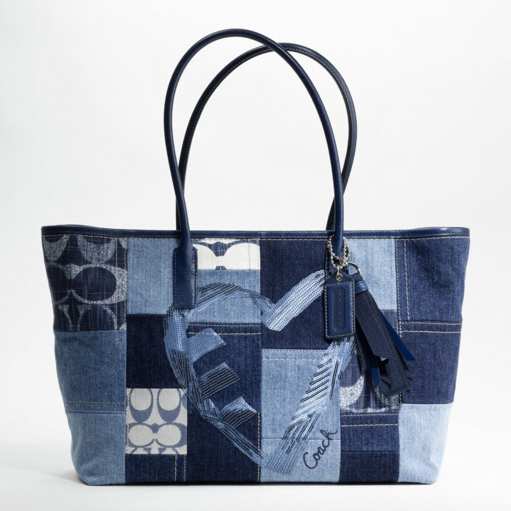 Poppy Denim Patchwork Sequins Tote $298.00