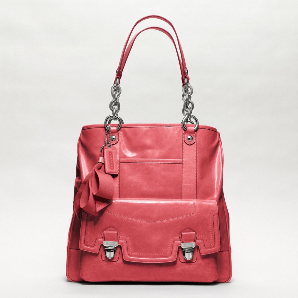 POPPY LEATHER PUSHLOCK TOTE