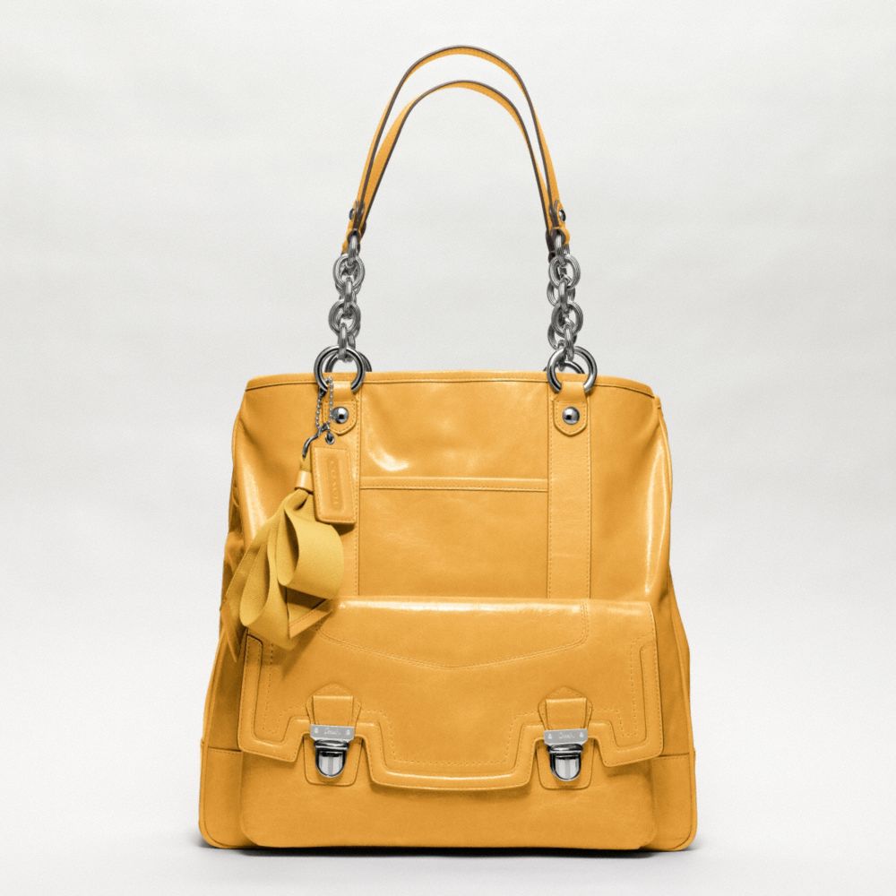 POPPY LEATHER PUSHLOCK TOTE