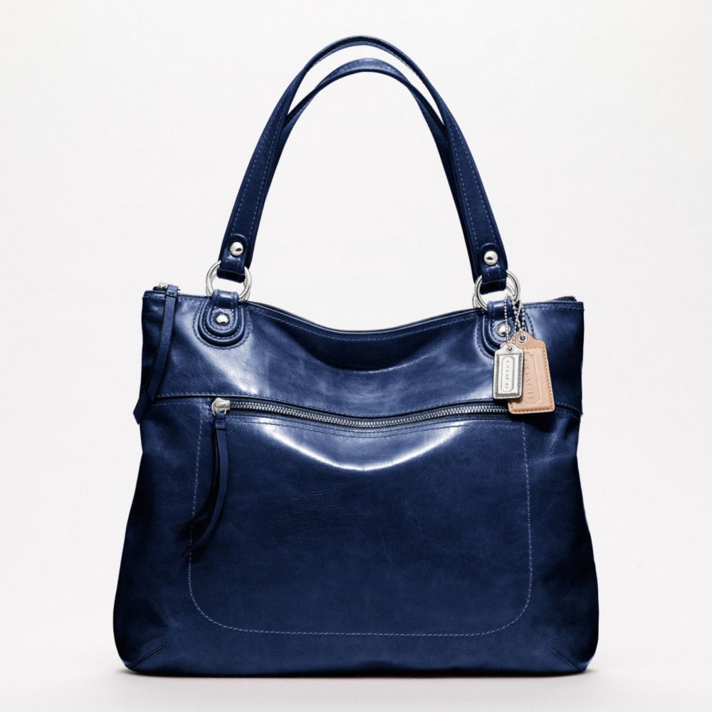 Needle | Rhanda Asks About Coach Poppy Leather Glam Tote silvernavy