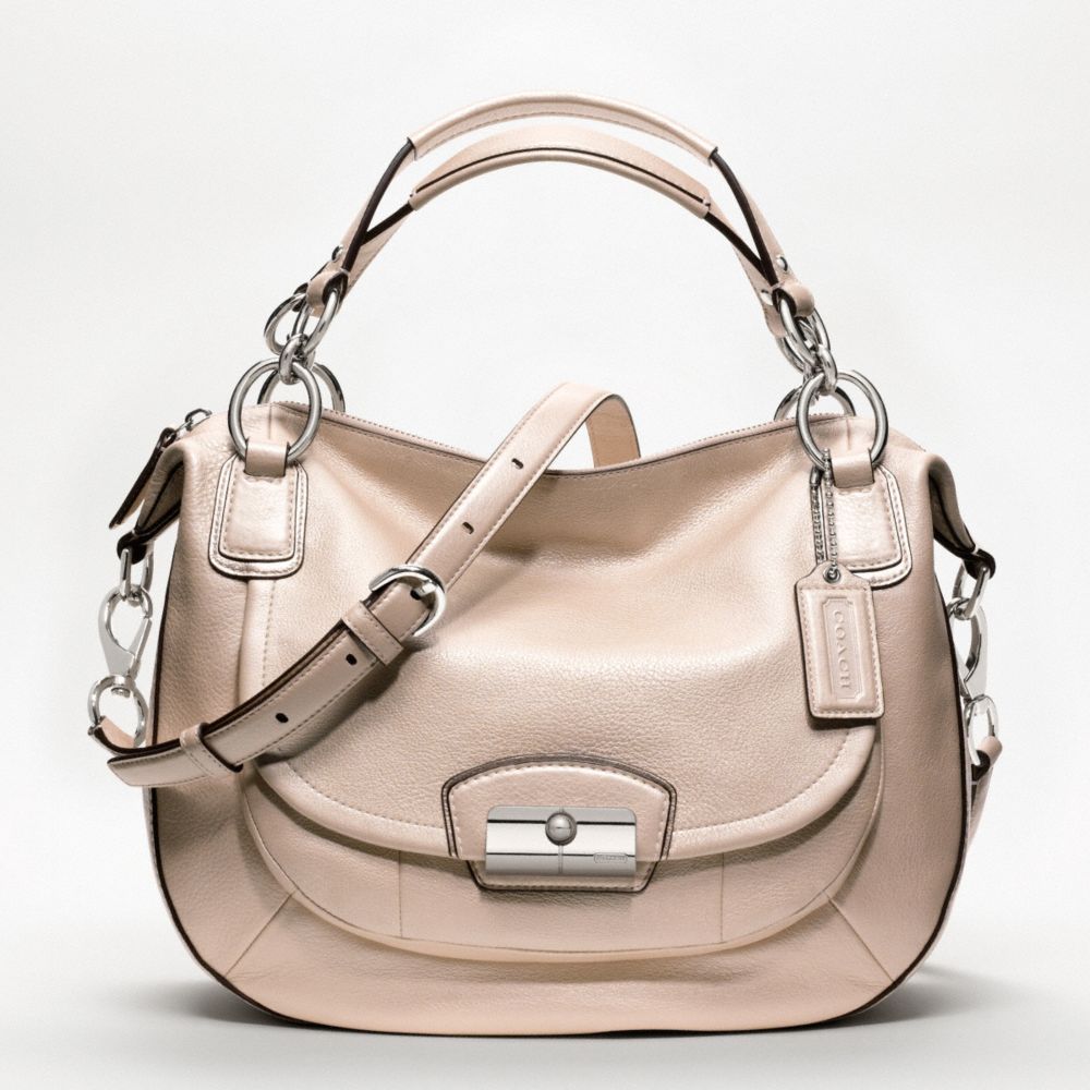KRISTIN METALLIC LEATHER ROUND SATCHEL