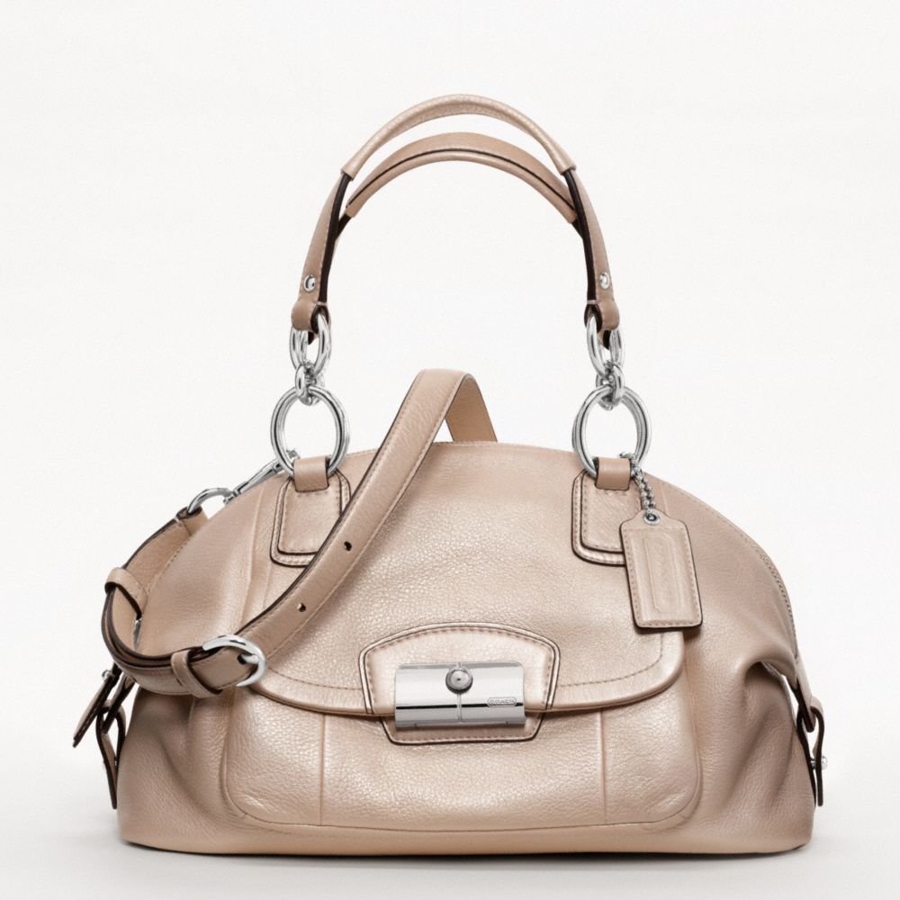 KRISTIN METALLIC LEATHER DOMED SATCHEL