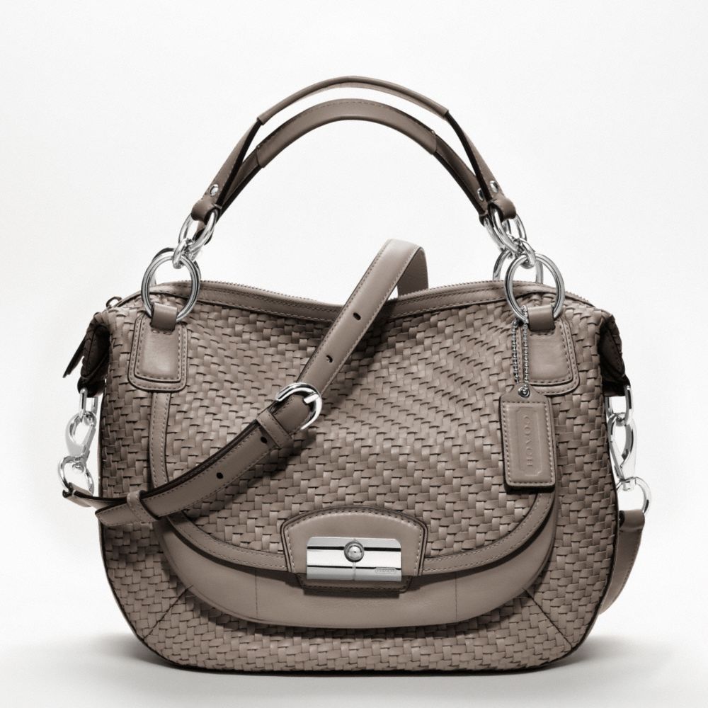 KRISTIN WOVEN LEATHER ROUND SATCHEL
