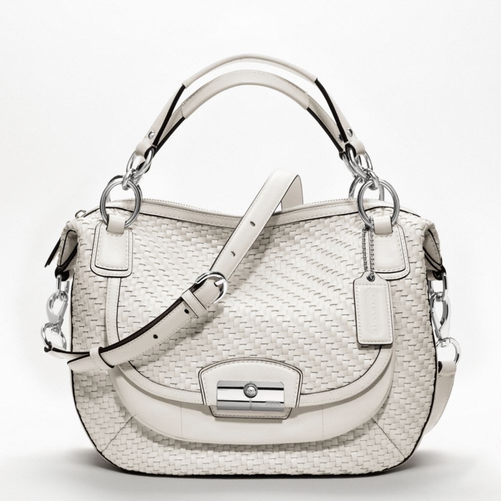 KRISTIN WOVEN LEATHER ROUND SATCHEL