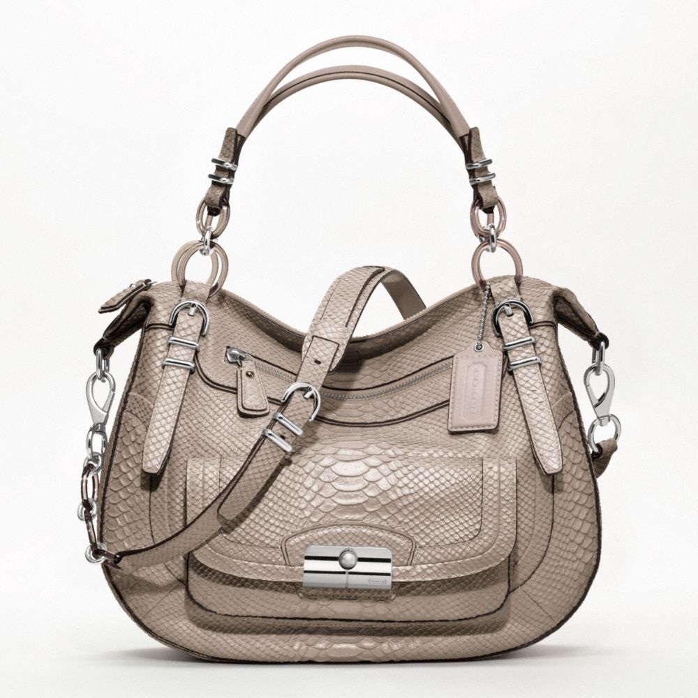 KRISTIN PINNACLE EMBOSSED PYTHON LAILA ROUND SATCHEL