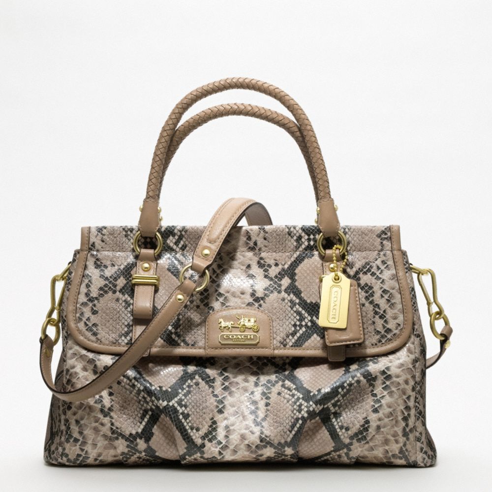 MADISON EMBOSSED PYTHON FLAP CARRYALL