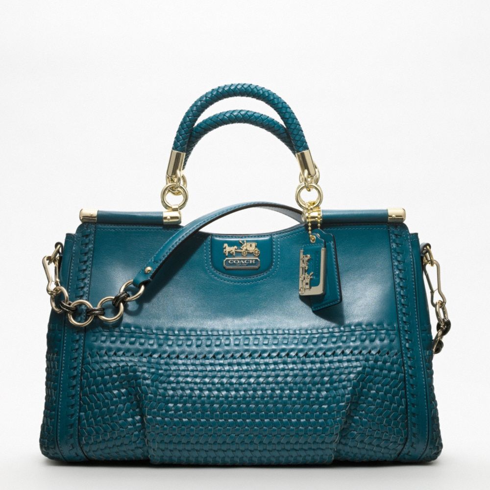 MADISON WOVEN LEATHER CAROLINE DOWEL SATCHEL